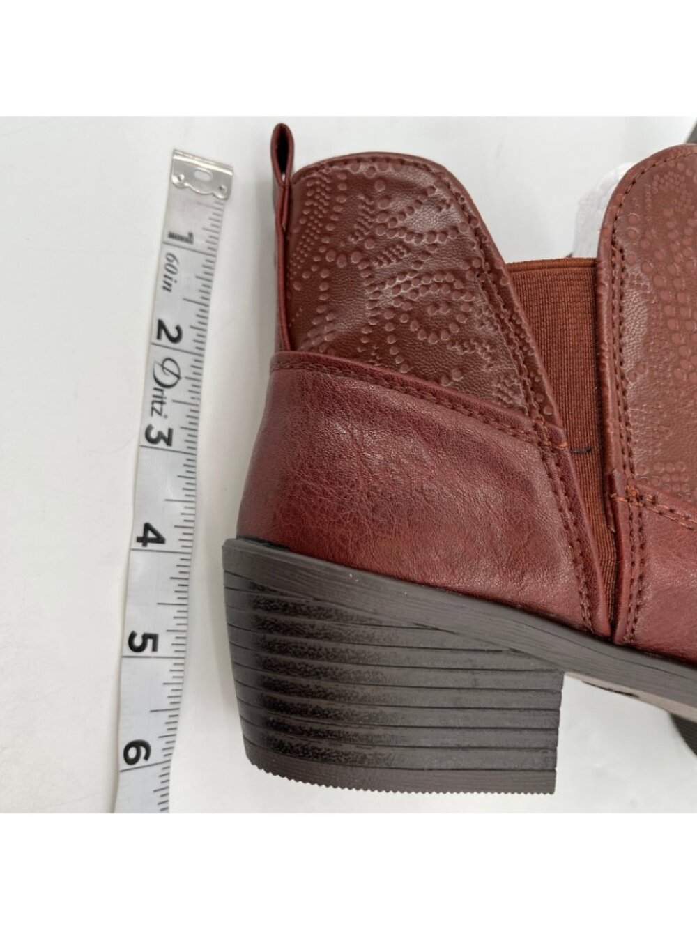 Easy Street Legend Western Ankle Boots Brown Size 7W Faux Leather Block Heel - Picture 16 of 16